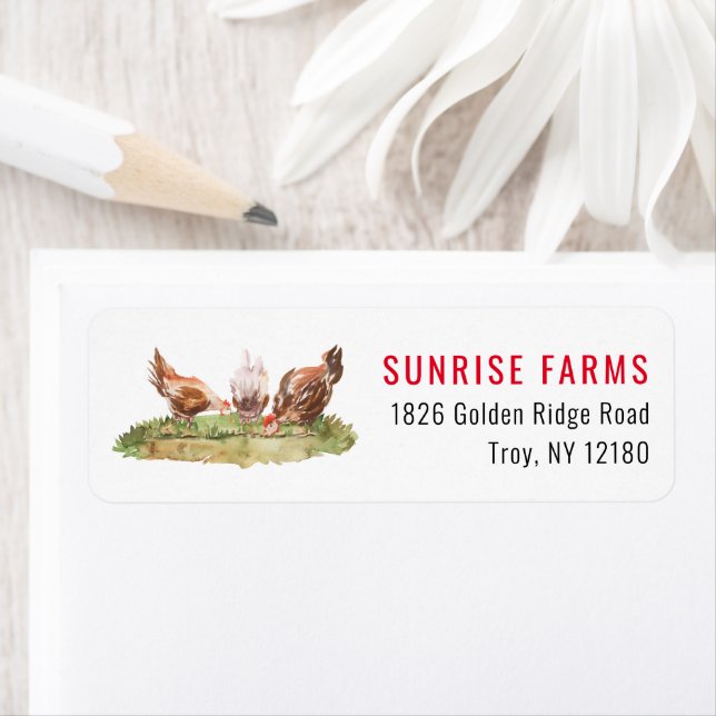 Rustic Country Farmhouse Chickens Return Address  (Insitu)
