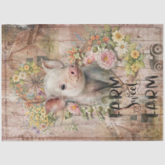 Rustic Country Farmhouse Spring Piglet Decoupage  Tissue Paper