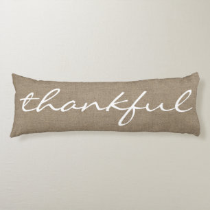 Rustic Country Farmhouse THANKFUL Script Body Pillow