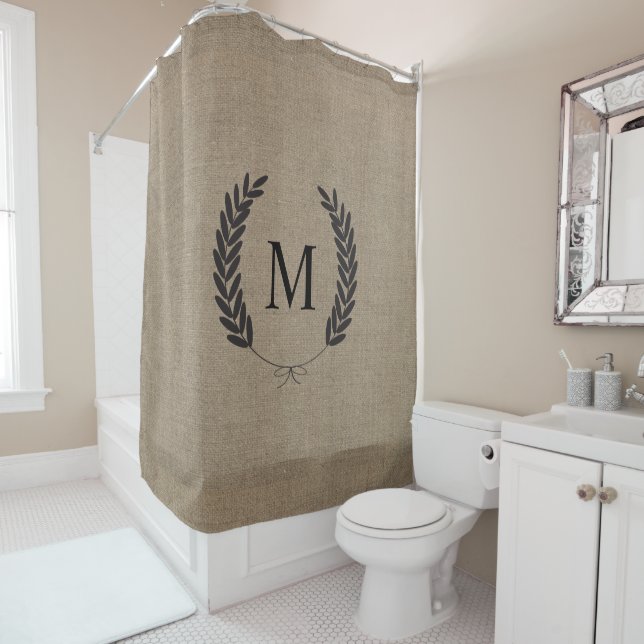 Rustic Country Faux Burlap Black Wheat Laurels (In Situ)