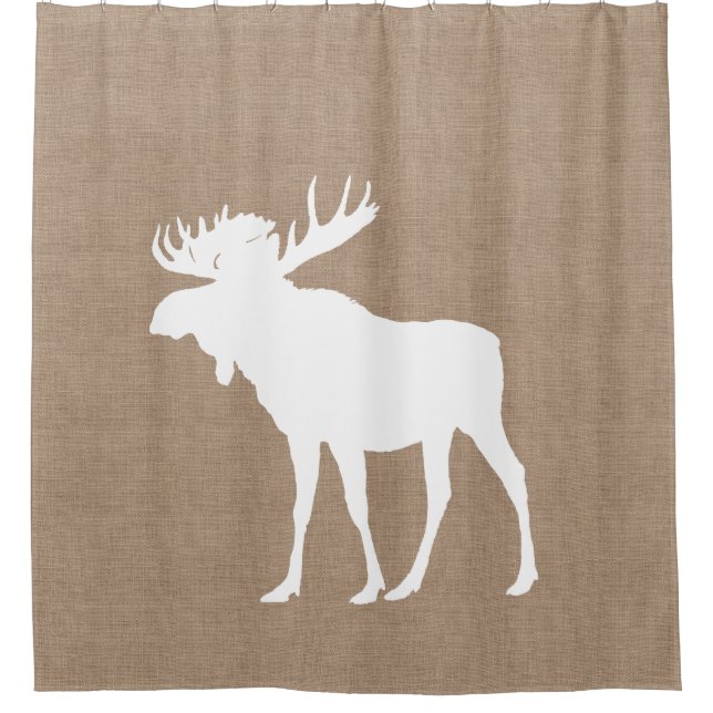 Rustic Country Faux Burlap White Moose Silhouette (Front)