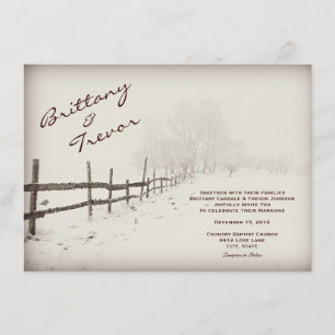 Rustic Country Fence Winter Wedding Invitations