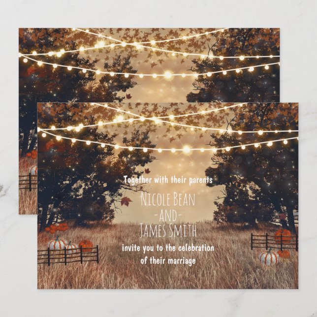 Rustic Country Field Automne Mariages Invitations (Devant / Derrière)