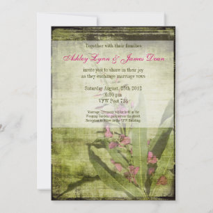 Rustic Country Fireweed Wedding Invitations Pink