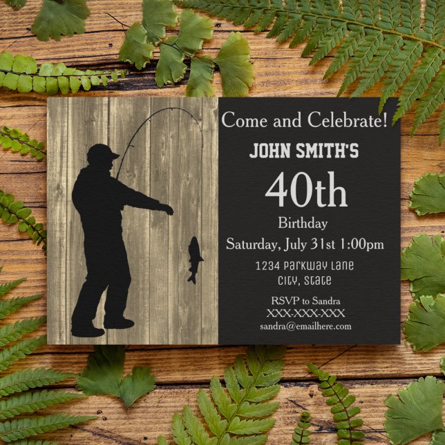 Rustic Country Fishing Invitations d'anniversaire (Créateur téléchargé)