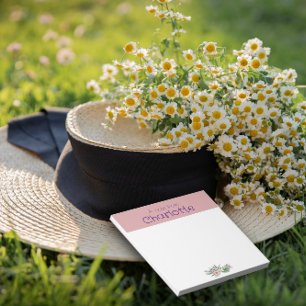 Rustic Country Floral daisy watercolor pink Notepad