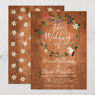 Rustic Country Floral Garland Wedding Invitation