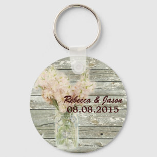 rustic country floral mason jar wedding thank you keychain