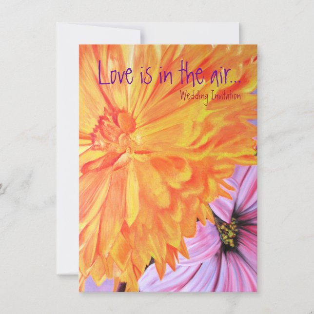 Rustic country florals love wedding invites (Front)