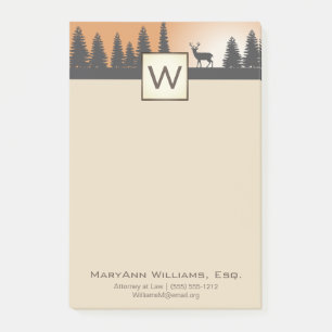 Rustic Country Forest with Name & Monogram Post-it Notes