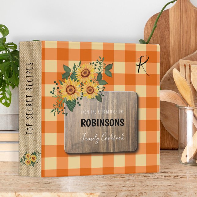 Rustic country gingham family monogram cookbook binder (Creator Uploaded)