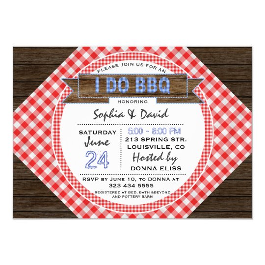 Rustic Country Gingham I DO BBQ Couples Shower Card