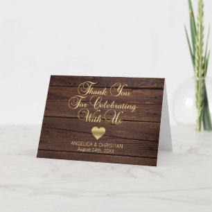 Rustic Country Gold Heart Merci Mariage
