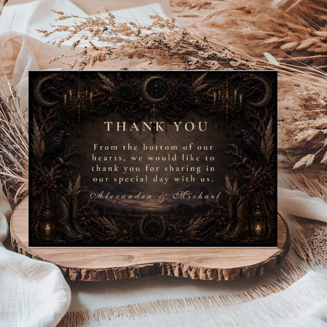 Rustic Country Goth Wedding Thank You Card (Creator Uploaded)