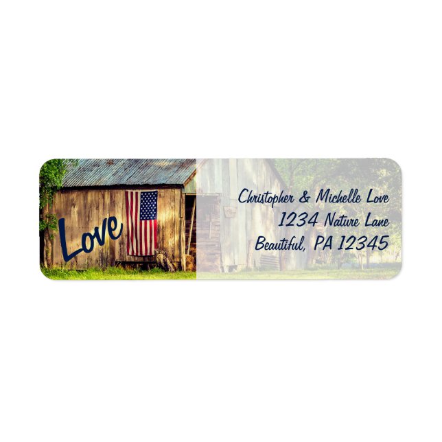 Rustic Country Grange American Flag Love Adresse (Devant)