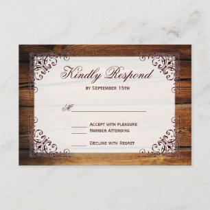Rustic Country Grange Bois Cadre Mariage RSVP Cart