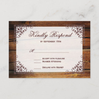 Rustic Country Grange Bois Cadre Mariage RSVP Cart