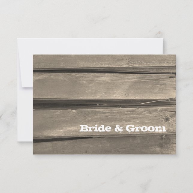 Rustic Country Grange Bois Mariage plat carte de n (Devant)