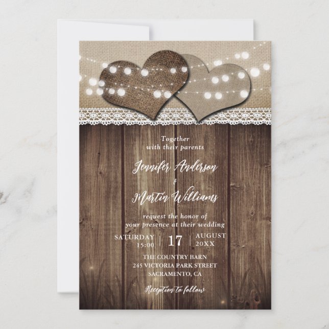Rustic Country Grange Jardin Mariage Invitations (Devant)