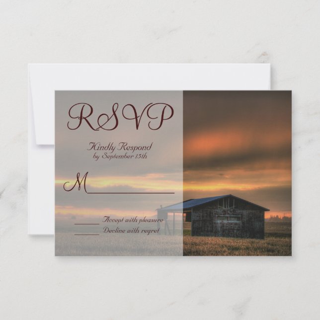 Rustic Country Grange Love Wedding Cartes RSVP (Devant)