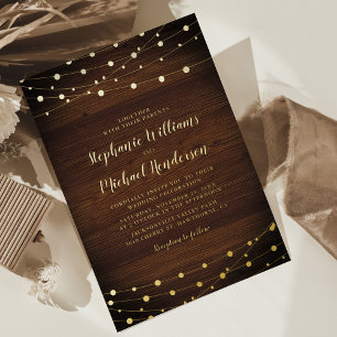 Rustic Country Grange Real Gold Foil Invitation