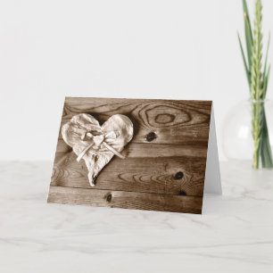 Rustic Country Grange Wood Heart Carte de voeux