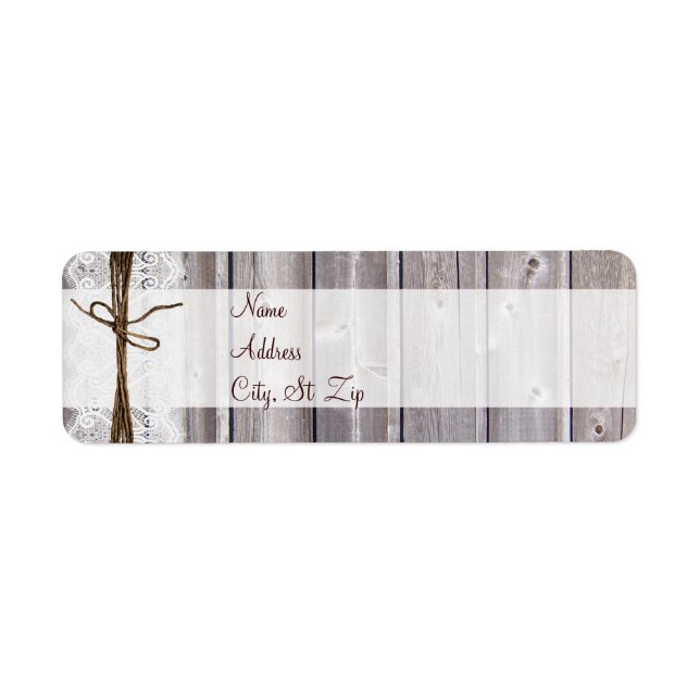 Rustic Country Grange Wood Lace Twine Étiquettes d (Devant)