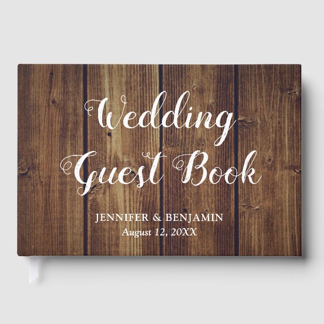 Rustic Country Grange Wood Mariage Livre d'invité (Recto)