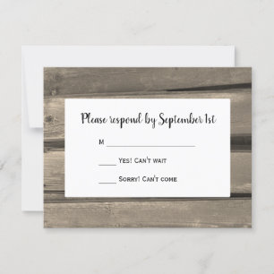 Rustic Country Grange Wood Wedding Carte RSVP
