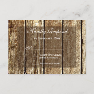 Rustic Country Grange Wood Wedding Cartes RSVP