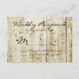 Rustic Country Grange Wood Wedding Cartes RSVP
