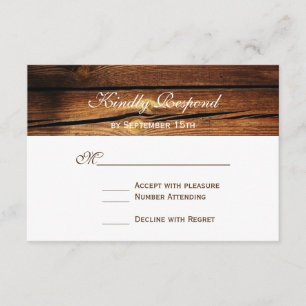 Rustic Country Grange Wood Wedding Cartes RSVP
