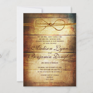 Rustic Country Grange Wood Wedding Invitations