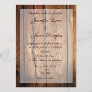 Rustic Country Grange Wood Wedding Invitations