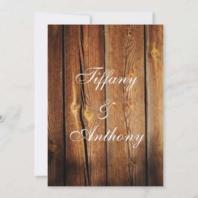 Rustic Country Grange Wood Wedding Invitations (Devant)