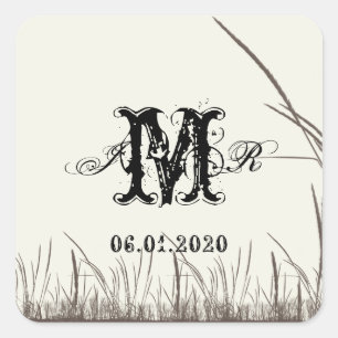 Rustic Country Grasslands Monogram Sticker