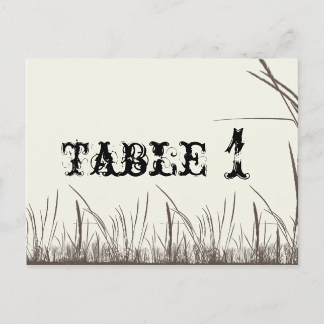 Rustic Country Grasslands Table Number Postcard (Front)