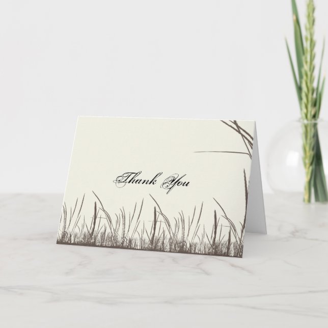Rustic Country Grasslands Thank You Card (Front)