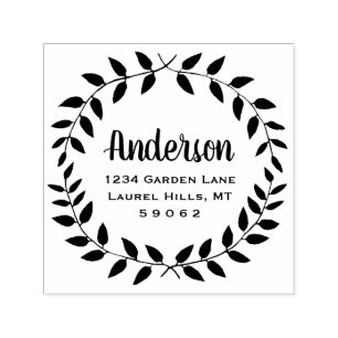 Rustic Country Greenery Family Name Return Address Self-inking Stamp