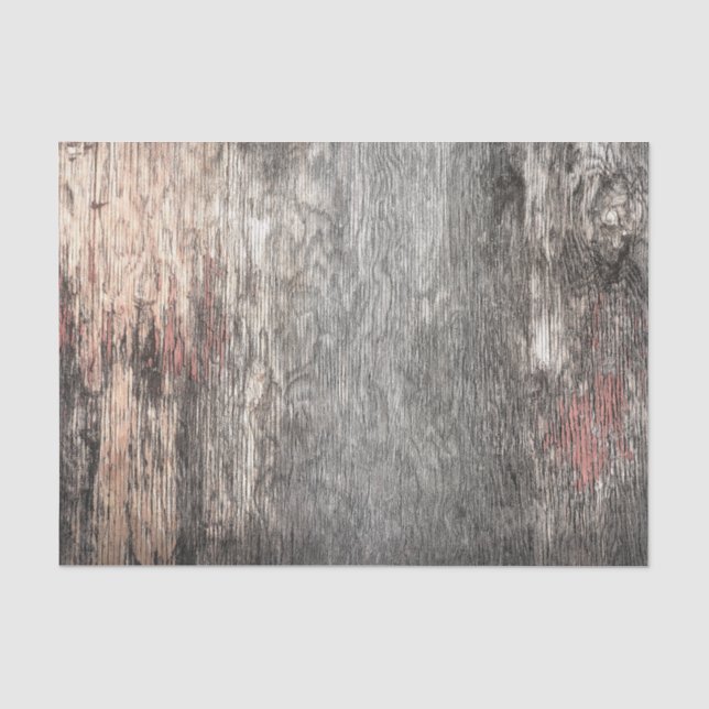 Rustic Country Grey Beige Texture Wood Grain Tissue Paper (Front)