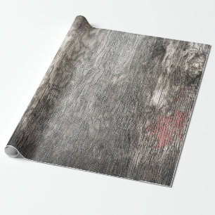 Rustic Country Grey Beige Texture Wood Grain Wrapping Paper