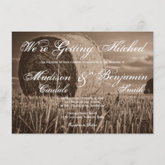 Rustic Country Hay Bale Rural Wedding Invitations