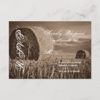 Rustic Country Hay Bale Rural Wedding RSVP Cards