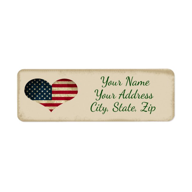 Rustic Country Heart Flag Return Address Labels (Front)