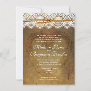Rustic Country Heart Lace Mariage Invitations