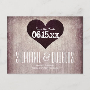 Rustic Country Heart Save the Date Postcards
