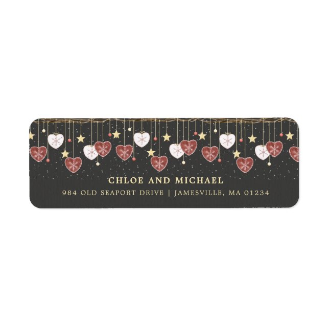 Rustic Country Heart Snowflake Adresse de retour (Devant)