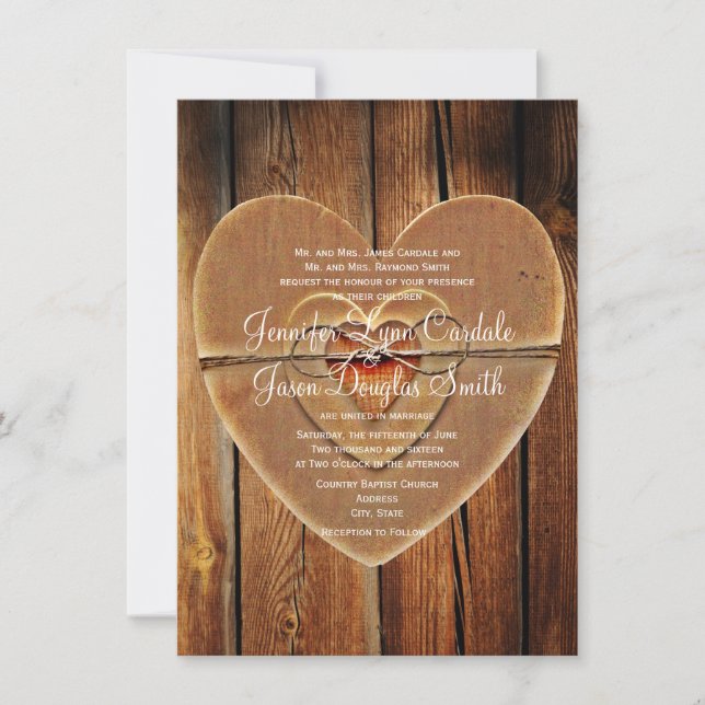 Rustic Country Hearts Grange Faire-part de mariage (Devant)