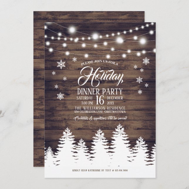 Rustic Country Holiday Dinner Party Invitation (Front/Back)