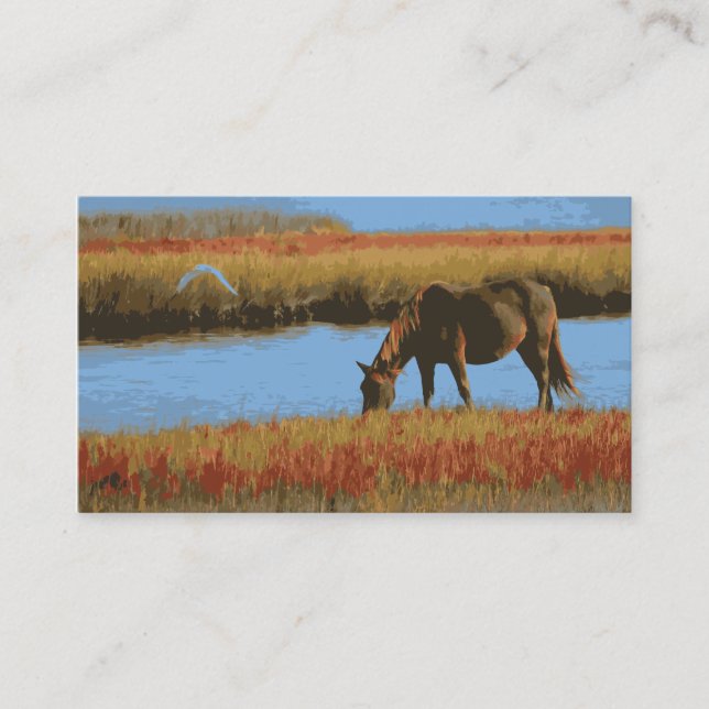 Rustic Country Horse Grazing Business Cards (Front)
